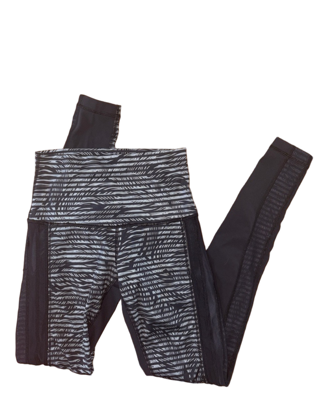 Lululemon Wunder Under Luxtreme Leggings Stripe Black roll-down Waistband 6